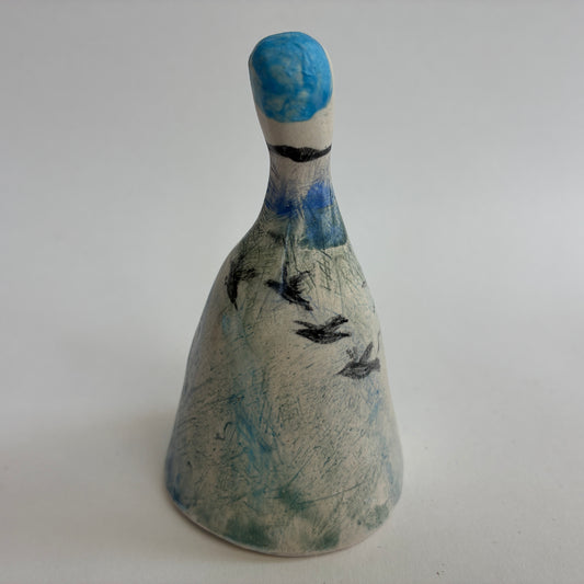 Bell: Winter, Jackdaws. Hand made ceramic bell