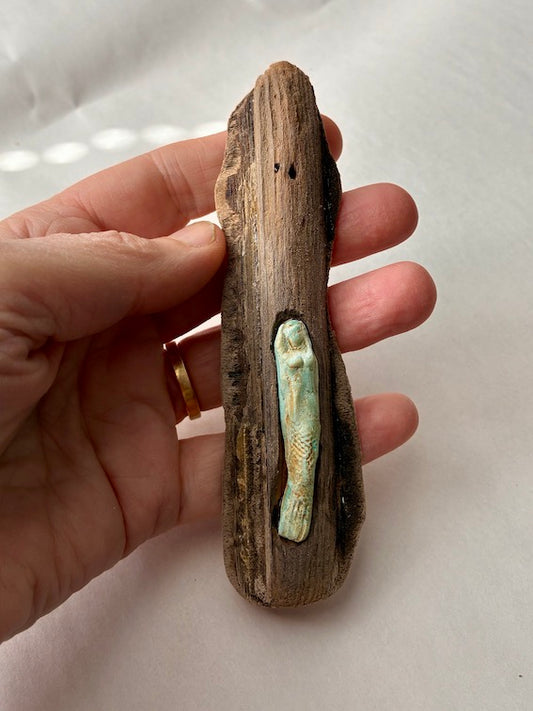 Mermaid votive 2 pale turquoise and gold