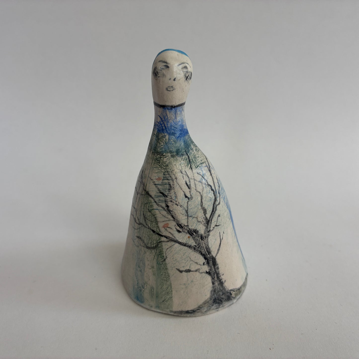Bell: Clear Winter, Jackdaws. Hand made ceramic bell