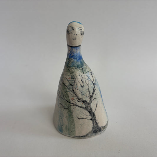 Bell: Winter, Jackdaws. Hand made ceramic bell