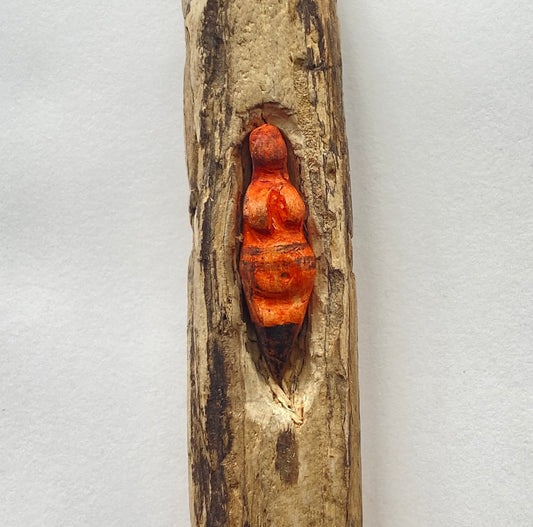 Earth Goddess votive 1 - orange and dark brown