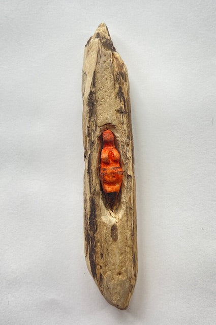 Earth Goddess votive 1 - orange and dark brown
