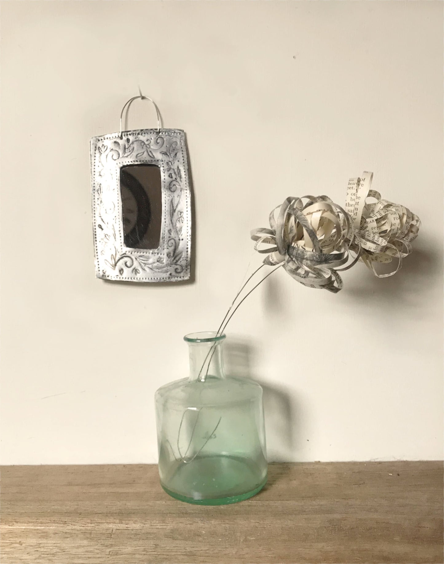 Little oblong mirror, recycled metal. - (please read description!)