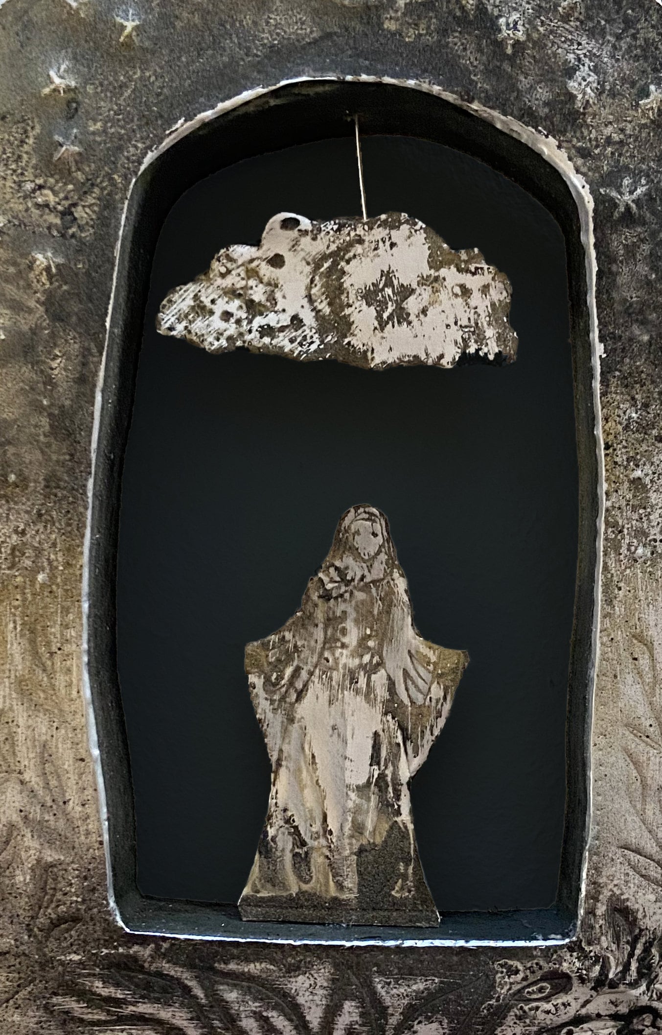 Morgan Le Fay Opera Shrine, Reclaimed Timber, Stamped Aluminum