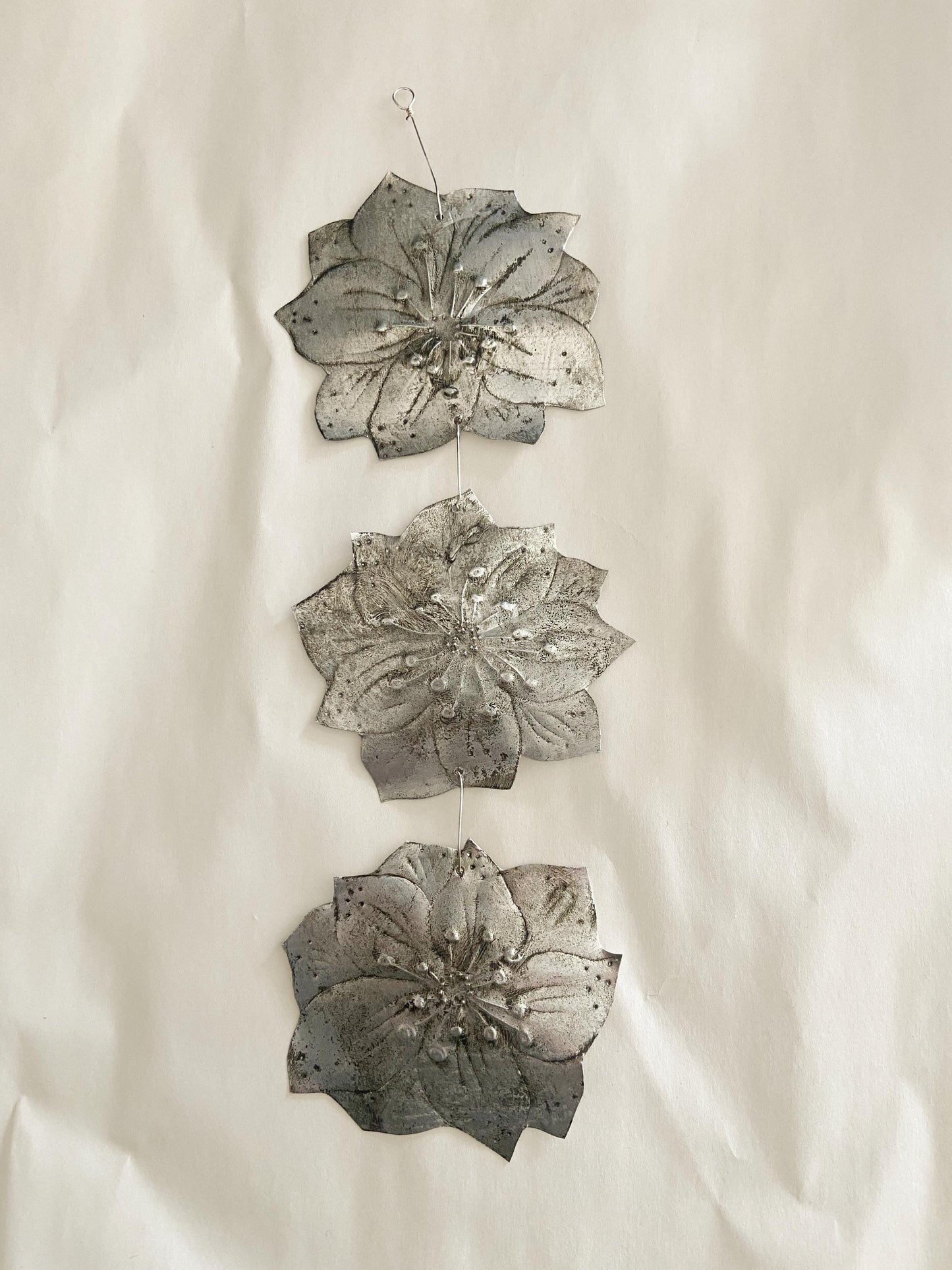 Recycled Aluminum Flower Hanging – Handmade Mobile, Wall Art