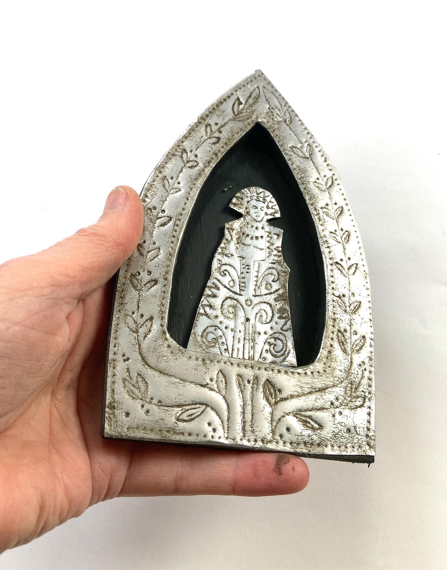 Handmade Recycled Aluminum Priestess Relief Art