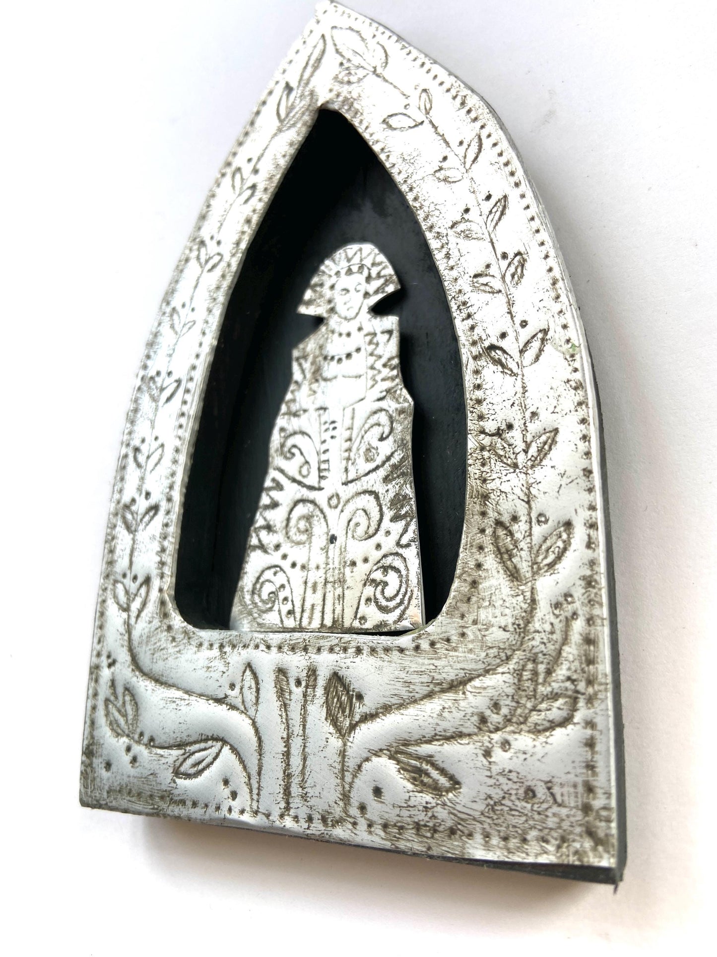 Handmade Recycled Aluminum Priestess Relief Art