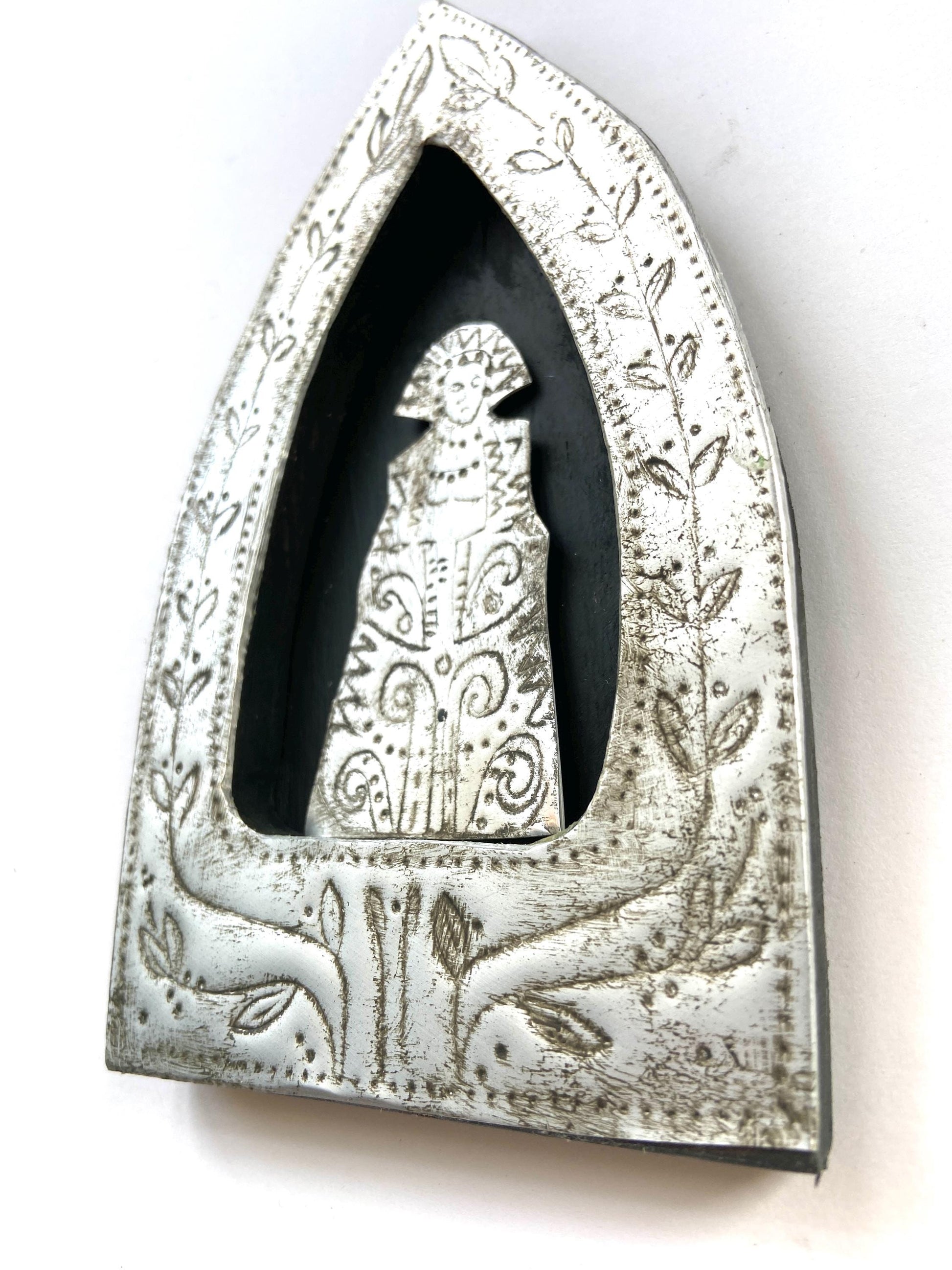 Handmade Recycled Aluminum Priestess Relief Art