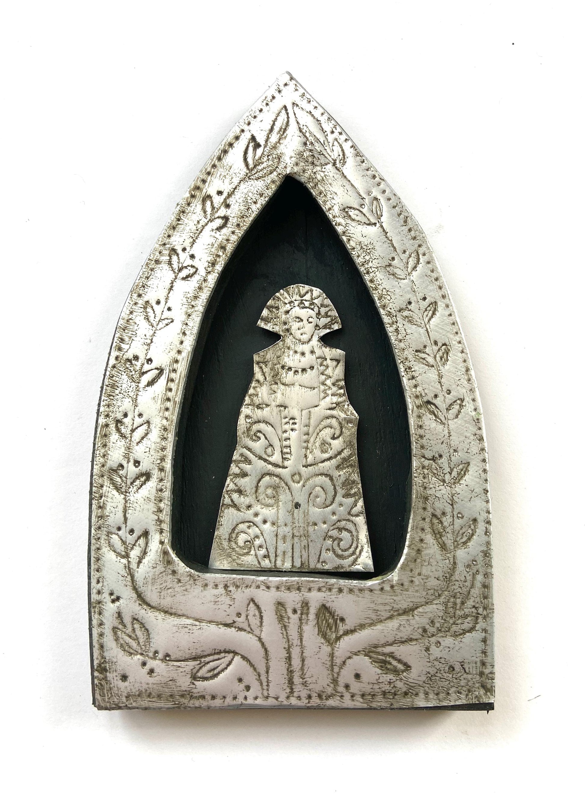 Handmade Recycled Aluminum Priestess Relief Art