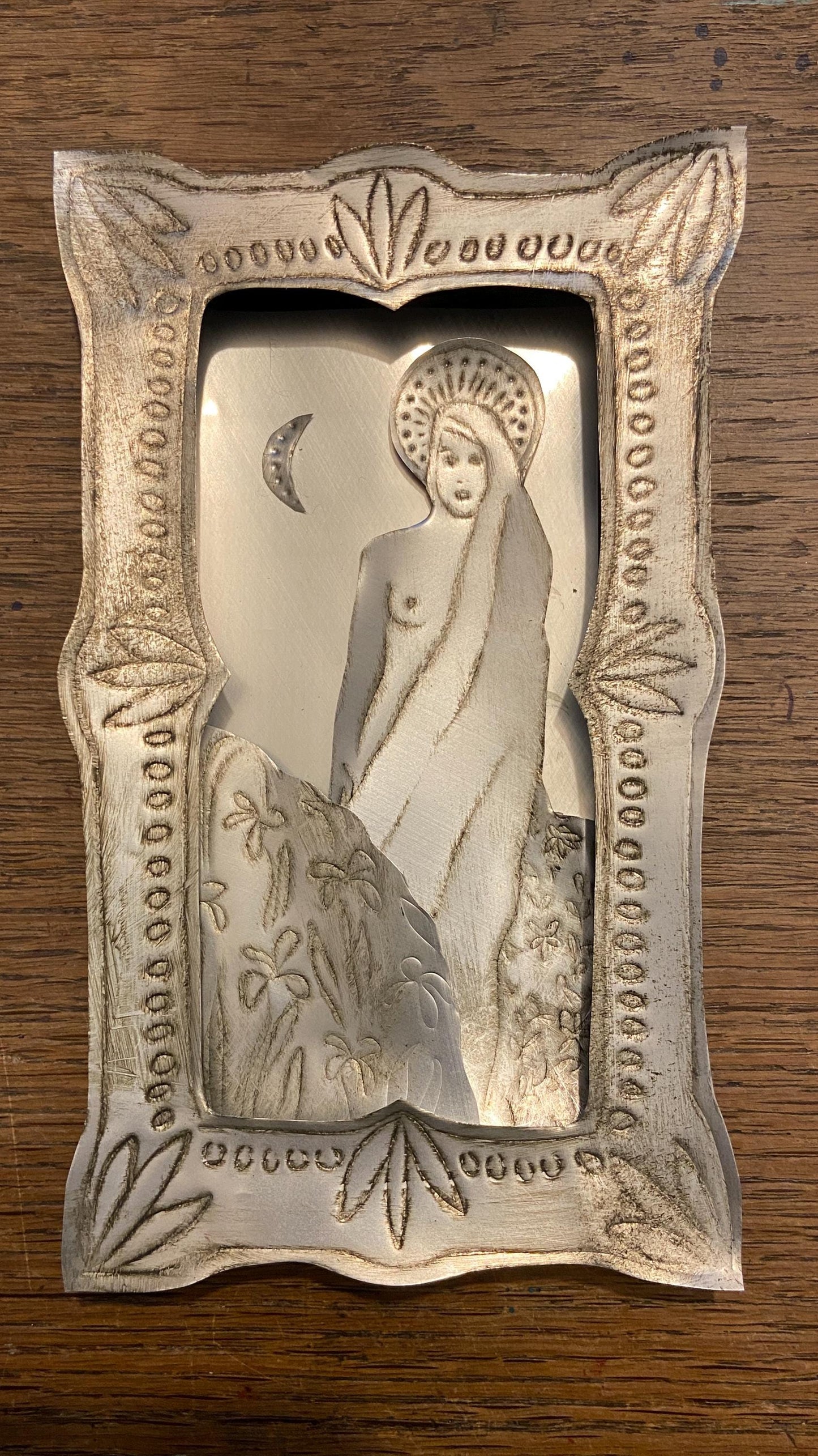 Hilda Saint of Daytime Moon Altar Box, Recycled Materials
