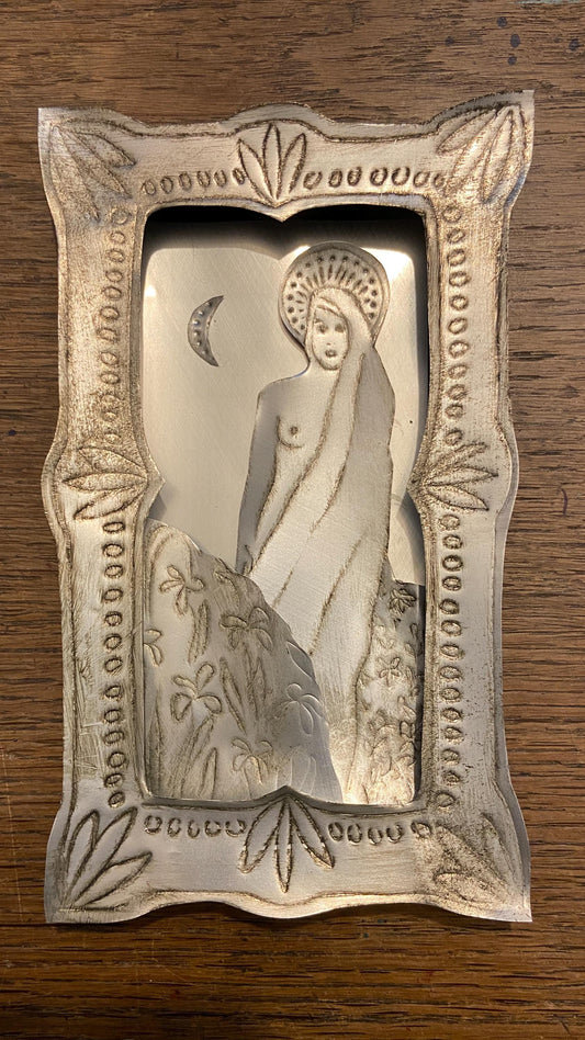 Hilda Saint of Daytime Moon Altar Box, Recycled Materials