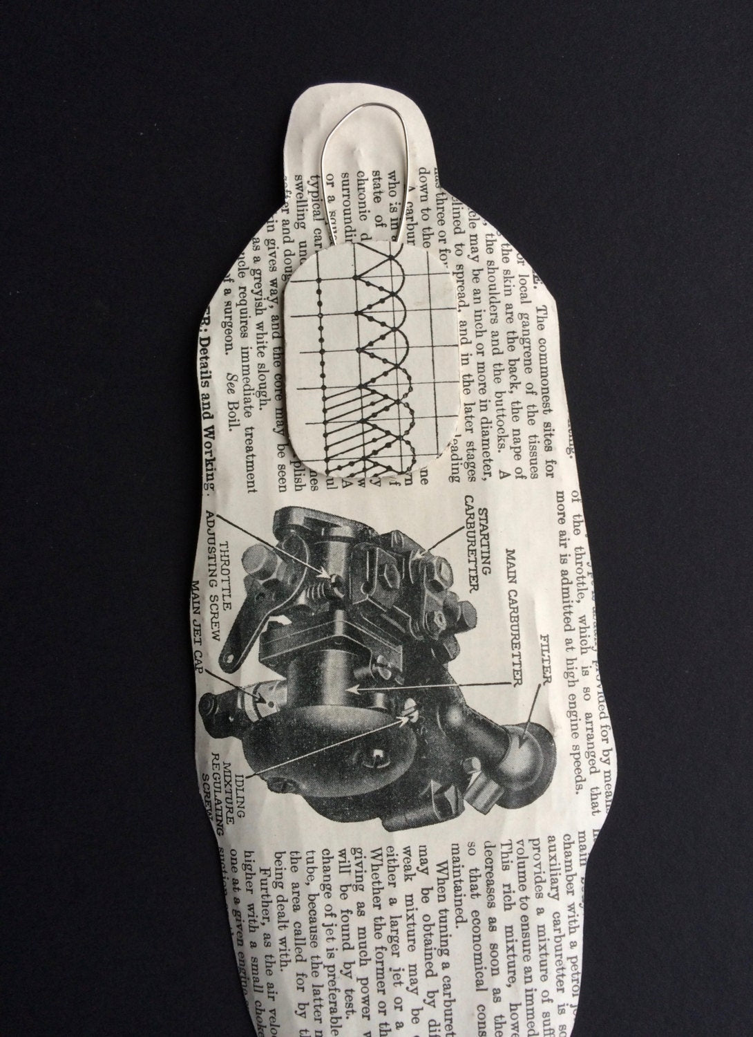 Recycled Aluminum Figure Sculpture - Vintage Book Page Art