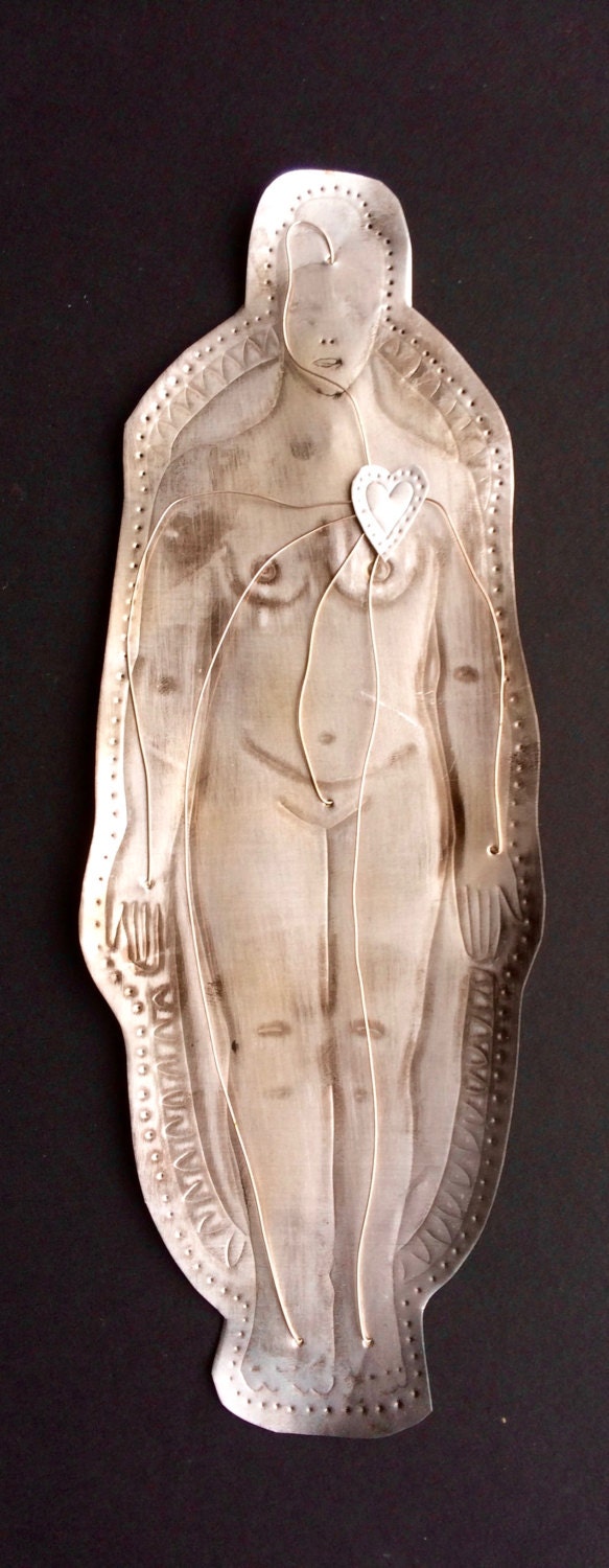 Recycled Aluminum Figure Sculpture - Vintage Book Page Art