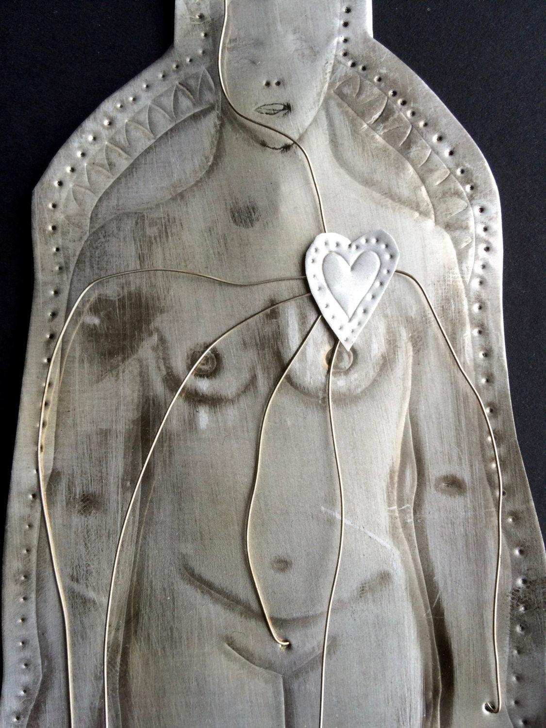 Recycled Aluminum Figure Sculpture - Vintage Book Page Art