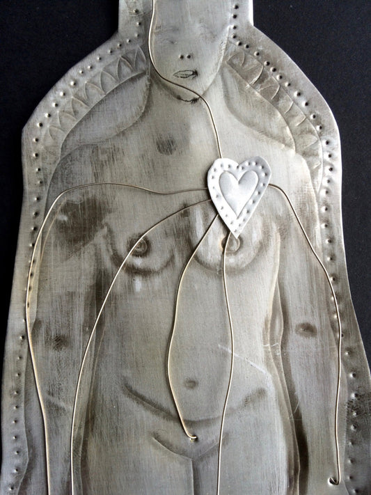 Recycled Aluminum Figure Sculpture - Vintage Book Page Art