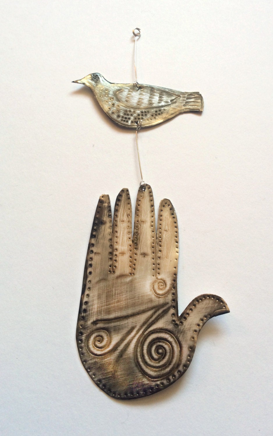 Recycled Aluminum Bird and Hand Lucky Charm – Intentions & Plans