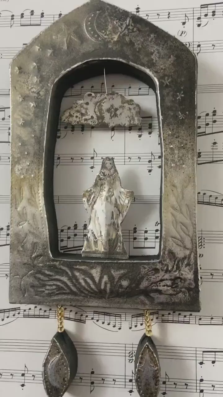 Morgan Le Fay Opera Shrine, Reclaimed Timber, Stamped Aluminum